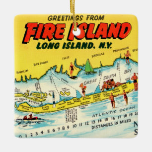 Fire Island Kleurrijke Kaart Ornament