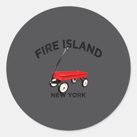 Fire Island Large Version Red Wagon Long Island Ny Ronde Sticker (Voorkant)