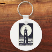 Fire Island Lighthouse New York Moon  Sleutelhanger (Voorkant)