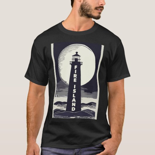 Fire Island Lighthouse New York Moon  T-shirt (Voorkant)
