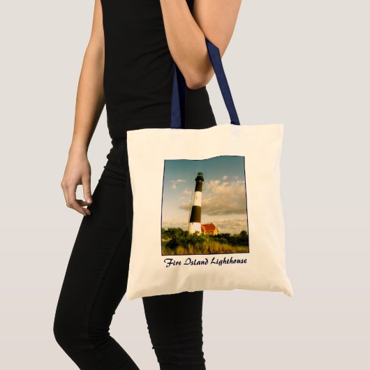 'Fire Island Lighthouse @ Sunset' Budget Canvas Tote Bag (Voorkant (product))