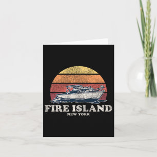 Fire Island Ny Boating 70s Retro Boat Desi Kaart