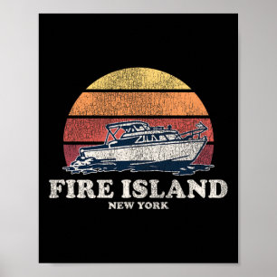 Fire Island Ny Vintage Varend 70s Retro Boot Desi Poster