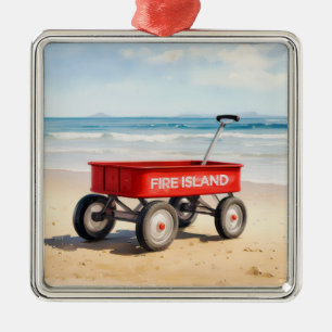 Fire Island rode wagen zandstrand LI New York Metalen Ornament