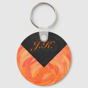 Fire Lake Oranje en Black Monogram Sleutelhanger