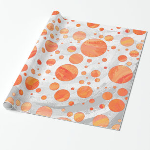 Fire Lake Oranje Polka Dot Pattern Cadeaupapier