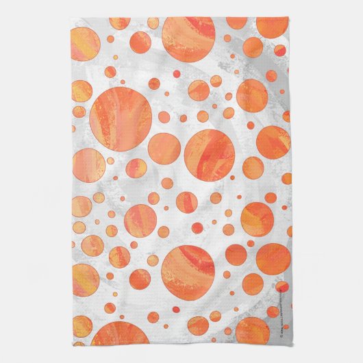 Fire Lake Oranje Polka Dot Pattern Theedoek (Verticaal)