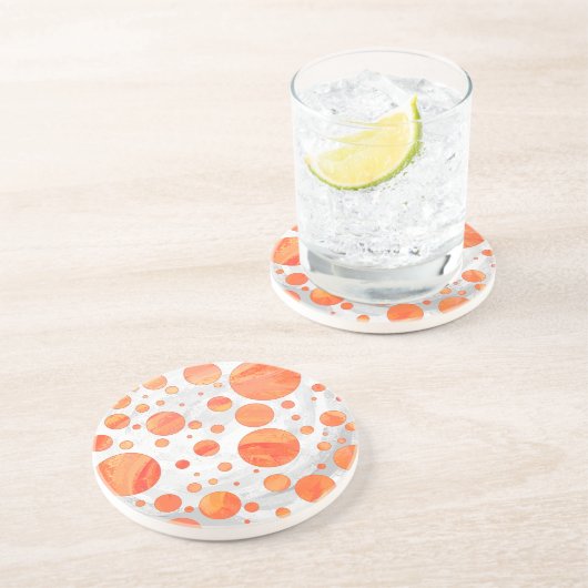 Fire Lake Oranje Polka Dot Pattern Zandsteen Onderzetter (Zijkant)