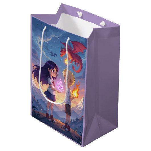 Fire Legend Gift Bag – Kids with Magic Medium Cadeauzakje (Voorkant Gekanteld)