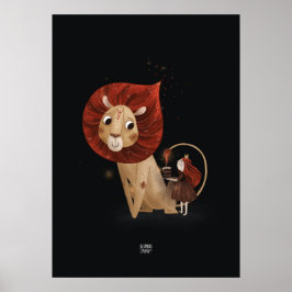FIRE LION van Alexandra Dikaia Poster