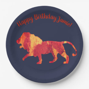 Fire Lion, Verjaardag Custom Paper Borden Papieren Bordje