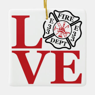 FIRE LOVE met Maltees kruis en motornummer Keramisch Ornament