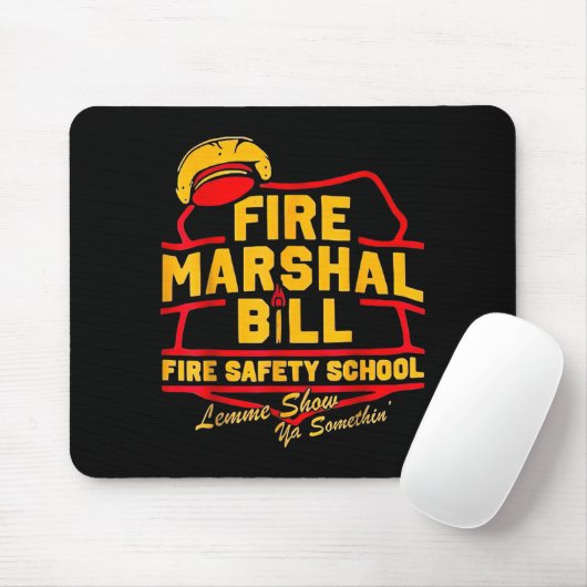 Fire Marshal Bill Safety School Funny Firefighter Muismat (Met muis)