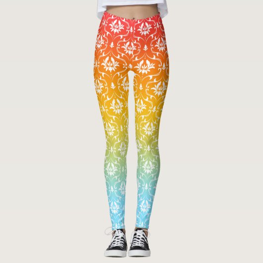 Fire Ombre in roze blauw en geel Leggings (Voorkant)