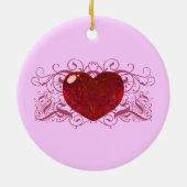 Fire Opal Heart Keramisch Ornament (Achterkant)