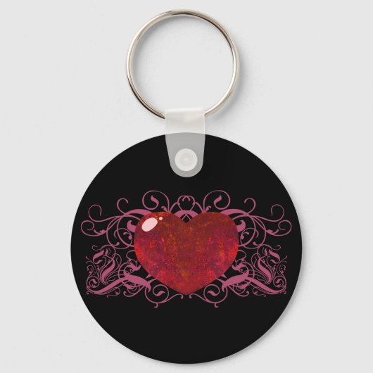 Fire Opal Heart Sleutelhanger (Voorkant)