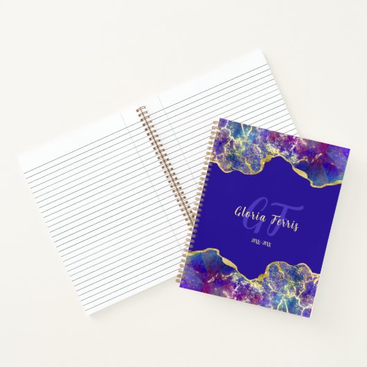 Fire Opal Pareltjes en Glitzy Gold Veins Notitieboek (Binnen)