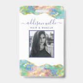 Fire Opal Rainbow Gemstone Business ID Badge (Front)