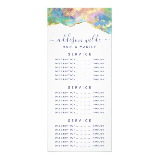 Fire Opal Rainbow Gemstone Business Menu (Devant)