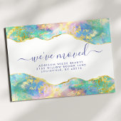 Fire Opal Rainbow Gemstone Business Moving Aankondigingskaart