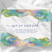 Fire Opal Rainbow Gemstone Business Moving Aankondigingskaart