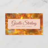 Fire Opal Stone Elegant Modern Amber QR Code Visitekaartje (Voorkant)