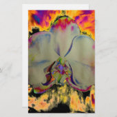 Fire Orchid, abstracte levendige waterverf florale Briefpapier (Voorkant / Achterkant)