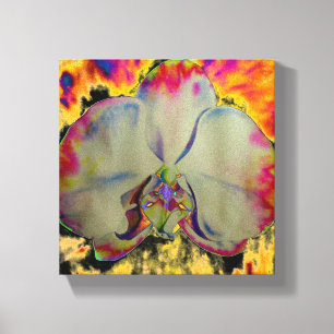Fire Orchid, abstracte levendige waterverf florale Canvas Afdruk