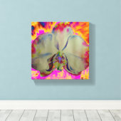 Fire Orchid, abstracte levendige waterverf florale Canvas Afdruk (Insitu (Houten vloer))