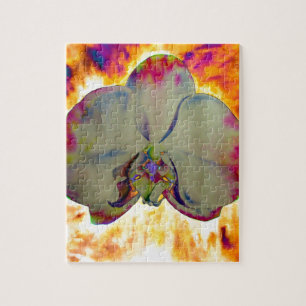 Fire Orchid, abstracte levendige waterverf florale Legpuzzel