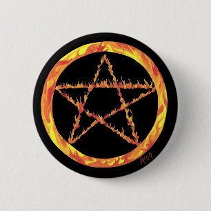 Fire Pentacle Ronde Button 5,7 Cm