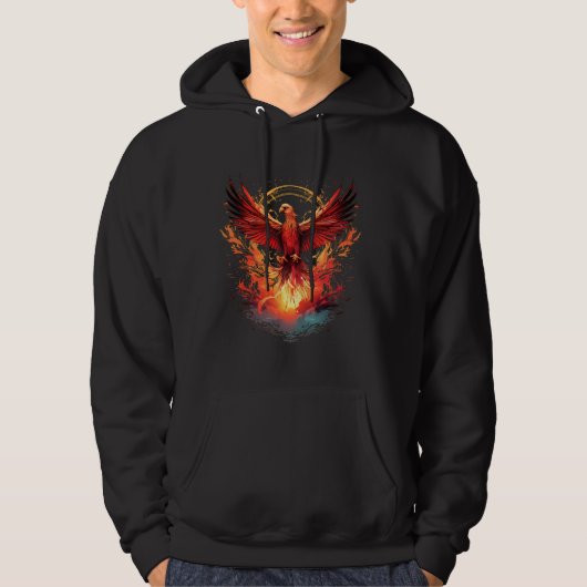 Fire Phoenix Bird Mythical Bird Phoenix Rising Rej Hoodie (Voorkant)
