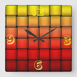 Fire Plaid Happy Birthday Vierkante Klok