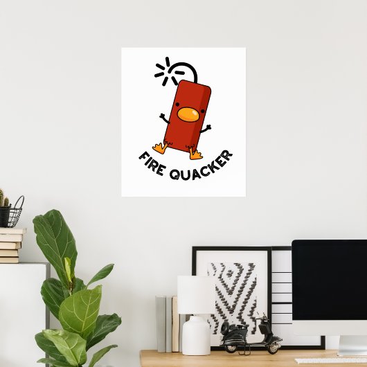 Fire Quacker Funny Fireworks Pun Poster (Thuiskantoor)