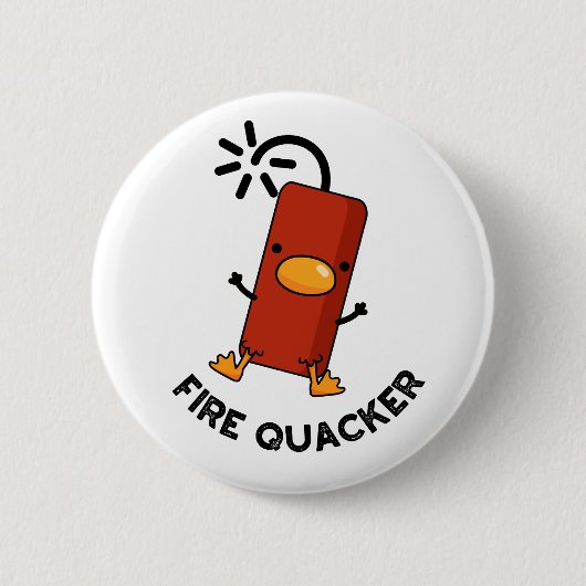 Fire Quacker Funny Fireworks Pun Ronde Button 5,7 Cm (Voorkant)