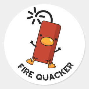 Fire Quacker Funny Fireworks Pun Ronde Sticker