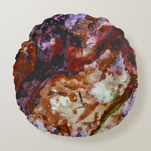 Fire Quartz Crystal Geode Marble Abstract Rond Kussen (Voorkant)