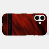 Fire Red Abstract Satin of Silk met naam Case-Mate iPhone Case (Achterkant (horizontaal))