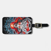 Fire Red Flame Mythical Dragon Head Bagagelabel (Voorkant horizontaal)