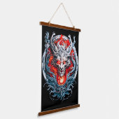 Fire Red Flame Mythical Dragon Head Hangend Wandkleed (Gebogen)