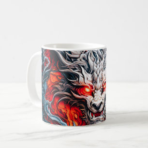 Fire Red Flame Mythical Dragon Head Koffiemok