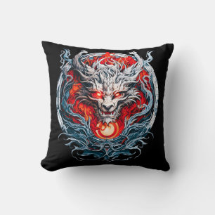 Fire Red Flame Mythical Dragon Head Kussen