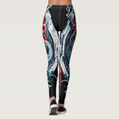 Fire Red Flame Mythical Dragon Head Leggings (Achterkant)