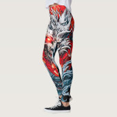Fire Red Flame Mythical Dragon Head Leggings (Links)