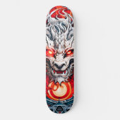Fire Red Flame Mythical Dragon Head Skateboard (Voorkant)