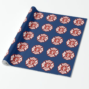 Fire Rescue Maltese Cross Symbol Navy Cadeaupapier