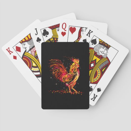 Fire rooster. Flaming animal sparket design Speelkaarten (Achterkant)