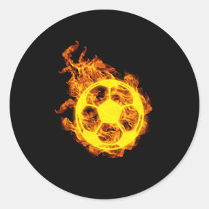 Fire Soccer Flames Ball Soccer Player Ronde Sticker