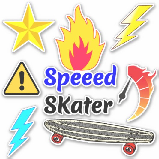 Fire Speed Skateboard Stickers (Schaatsontwerpen) (Voorkant)