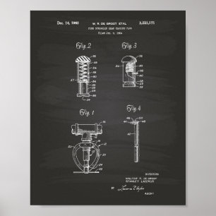 Fire Sprinkler Head 1965 Patent Art - Chalkboard Poster